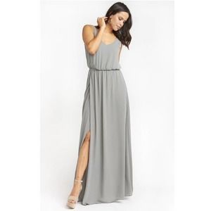 Show Me Your Mumu Kendall Maxi Dress in Soft Charcoal Crisp Small Wedding Party